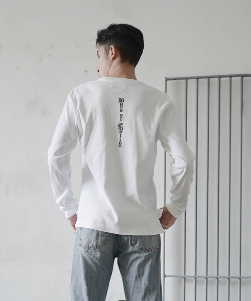 me+em select（ミームセレクト）の「ロゴ入りロングスリーブカットソー（Tシャツ/カットソー・メンズ・ホワイト/ブラック・FREE）」の6枚目の写真