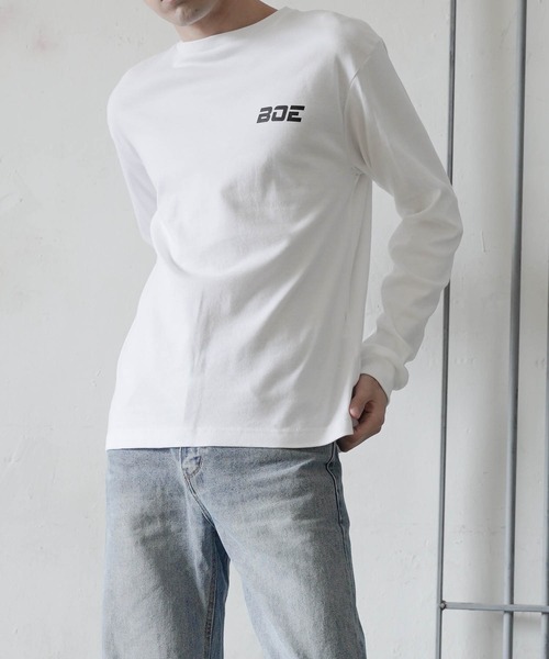 me+em select（ミームセレクト）の「ロゴ入りロングスリーブカットソー（Tシャツ/カットソー・メンズ・ホワイト/ブラック・FREE）」の4枚目の写真