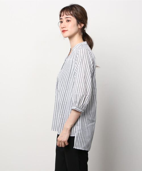 NAVY（ネイビー）の「RTスラブヘンリーシャツブラウス（シャツ/ブラウス・レディース・カーキ/ホワイト/オレンジ・フリー）」の4枚目の写真