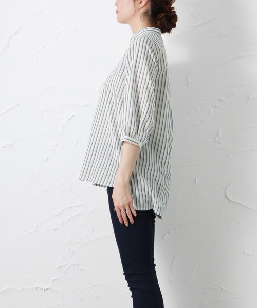 NAVY（ネイビー）の「RTスラブヘンリーシャツブラウス（シャツ/ブラウス・レディース・カーキ/ホワイト/オレンジ・フリー）」の8枚目の写真