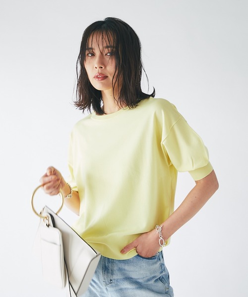 RIVE DROITE（リヴドロワ）の「程よいパフスリーブが魅力的な一枚/スリーブコンシャスニット（ニット/セーター・レディース・チャコールグレー/オフホワイト/イエロー・FREE）」の4枚目の写真