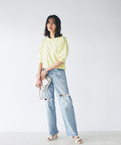 RIVE DROITE（リヴドロワ）の「程よいパフスリーブが魅力的な一枚/スリーブコンシャスニット（ニット/セーター・レディース・チャコールグレー/オフホワイト/イエロー・FREE）」の16枚目の写真