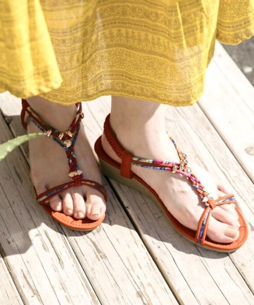 チャイハネ（チャイハネ）の「【チャイハネ】ギャビーサンダル（サンダル・レディース・ホワイト/ベージュ/パープル/ブラウン/ターコイズブルー/イエロー/オレンジ・M/L）」の13枚目の写真