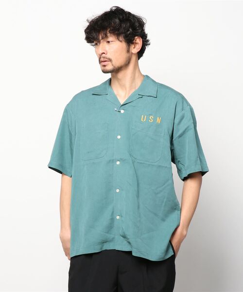 AVIREX(アヴィレックス)の「WEST-PACIFIC SOUVENIR SHIRT/ ウエストパシフィック 刺繍スーベニアシャツ(シャツ/ブラウス・レディース・ミント/サンドベージュ/ブラック・MEDIUM/X-LARGE/LARGE)」の3枚目の写真