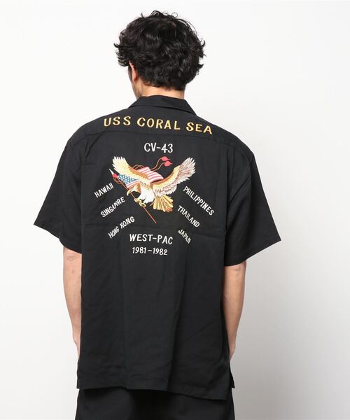 AVIREX(アヴィレックス)の「WEST-PACIFIC SOUVENIR SHIRT/ ウエストパシフィック 刺繍スーベニアシャツ(シャツ/ブラウス・レディース・ミント/サンドベージュ/ブラック・MEDIUM/X-LARGE/LARGE)」の5枚目の写真
