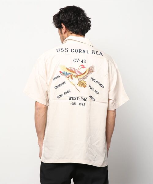 AVIREX(アヴィレックス)の「WEST-PACIFIC SOUVENIR SHIRT/ ウエストパシフィック 刺繍スーベニアシャツ(シャツ/ブラウス・レディース・ミント/サンドベージュ/ブラック・MEDIUM/X-LARGE/LARGE)」の7枚目の写真