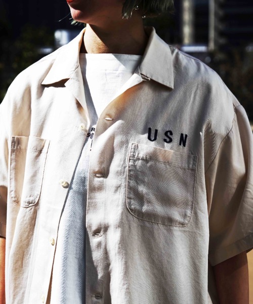 AVIREX(アヴィレックス)の「WEST-PACIFIC SOUVENIR SHIRT/ ウエストパシフィック 刺繍スーベニアシャツ(シャツ/ブラウス・レディース・ミント/サンドベージュ/ブラック・MEDIUM/X-LARGE/LARGE)」の9枚目の写真