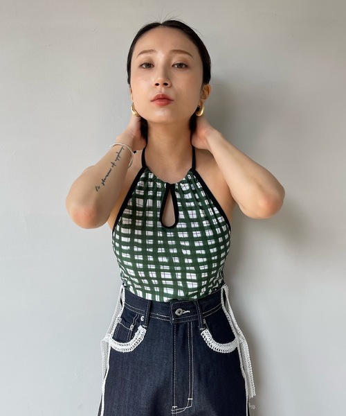 SANSeLF（サンセルフ）の「チェックカラースイムウェア  sanws22s003【SANSeLF】（水着・レディース・グリーン・FREE）」の3枚目の写真