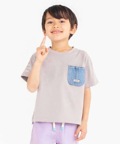 BRANSHES(ブランシェス)の「【デニムポケット】袖ロゴ入り半袖Tシャツ(Tシャツ/カットソー・キッズ・ベージュ/アイボリー/ブラック/ブラウン/グリーン/ネイビー・130/140/90/100/110/120/150)」の3枚目の写真