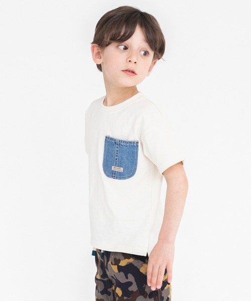 BRANSHES(ブランシェス)の「【デニムポケット】袖ロゴ入り半袖Tシャツ(Tシャツ/カットソー・キッズ・ベージュ/アイボリー/ブラック/ブラウン/グリーン/ネイビー・130/140/90/100/110/120/150)」の7枚目の写真