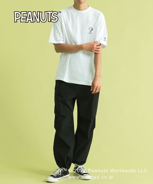 Uiscel（ユイセル）の「『PEANUTS(ピーナッツ)』オリジナルプリント USAコットンTシャツ B（Tシャツ/カットソー・メンズ・ホワイト/ブラック・MEDIUM/LARGE）」の19枚目の写真