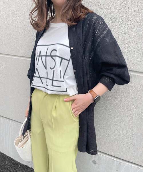 CAPRICIEUX LE'MAGE（カプリシューレマージュ）の「パネルレースシャツ（シャツ/ブラウス・レディース・ブラック/ホワイト・FREE）」の5枚目の写真