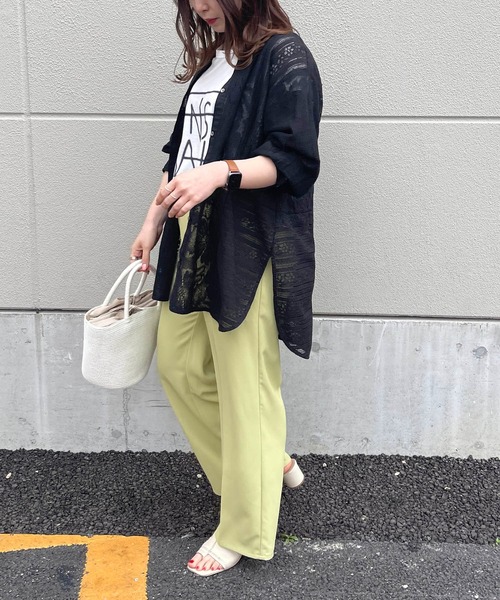 CAPRICIEUX LE'MAGE（カプリシューレマージュ）の「パネルレースシャツ（シャツ/ブラウス・レディース・ブラック/ホワイト・FREE）」の9枚目の写真