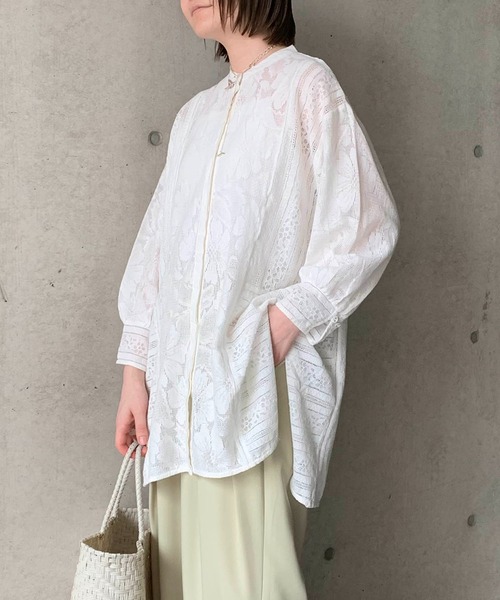 CAPRICIEUX LE'MAGE（カプリシューレマージュ）の「パネルレースシャツ（シャツ/ブラウス・レディース・ブラック/ホワイト・FREE）」の13枚目の写真