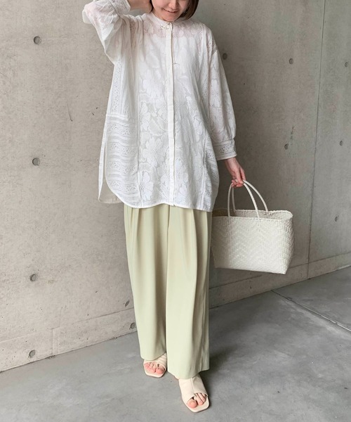 CAPRICIEUX LE'MAGE（カプリシューレマージュ）の「パネルレースシャツ（シャツ/ブラウス・レディース・ブラック/ホワイト・FREE）」の17枚目の写真