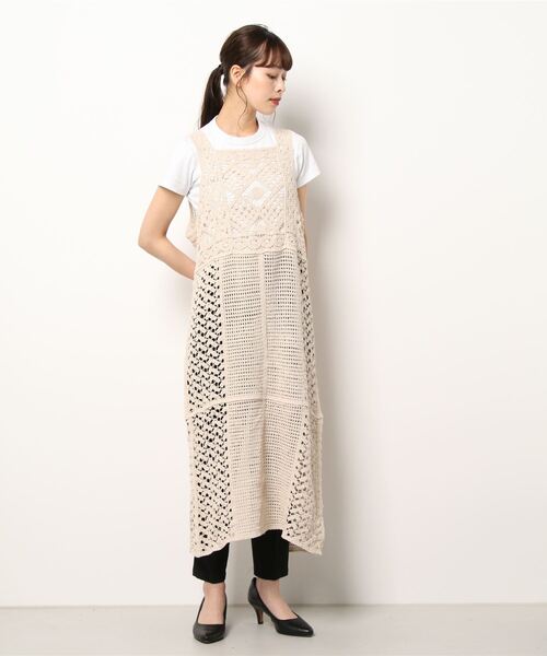 cepo（セポ）の「パッチワーククロシェワンピース　2WAY（ワンピース・レディース・オフホワイト/ブラック・M）」の5枚目の写真