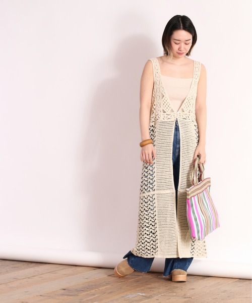 cepo（セポ）の「パッチワーククロシェワンピース　2WAY（ワンピース・レディース・オフホワイト/ブラック・M）」の4枚目の写真