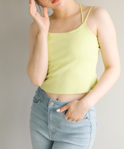 OLIVE des OLIVE（オリーブデオリーブ）の「ＯＬＶカップ付クロスインナー（キャミソール・レディース・ミント/ラベンダー/ブラック/ホワイト・FREE）」の3枚目の写真