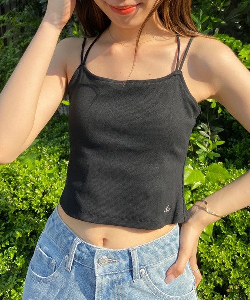 OLIVE des OLIVE（オリーブデオリーブ）の「ＯＬＶカップ付クロスインナー（キャミソール・レディース・ミント/ラベンダー/ブラック/ホワイト・FREE）」の2枚目の写真