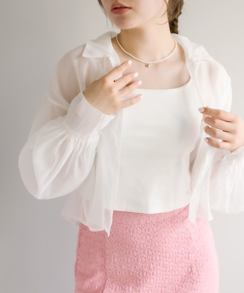 OLIVE des OLIVE（オリーブデオリーブ）の「ＯＬＶカップ付クロスインナー（キャミソール・レディース・ミント/ラベンダー/ブラック/ホワイト・FREE）」の7枚目の写真