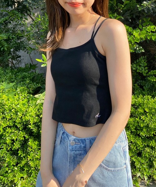 OLIVE des OLIVE（オリーブデオリーブ）の「ＯＬＶカップ付クロスインナー（キャミソール・レディース・ミント/ラベンダー/ブラック/ホワイト・FREE）」の8枚目の写真