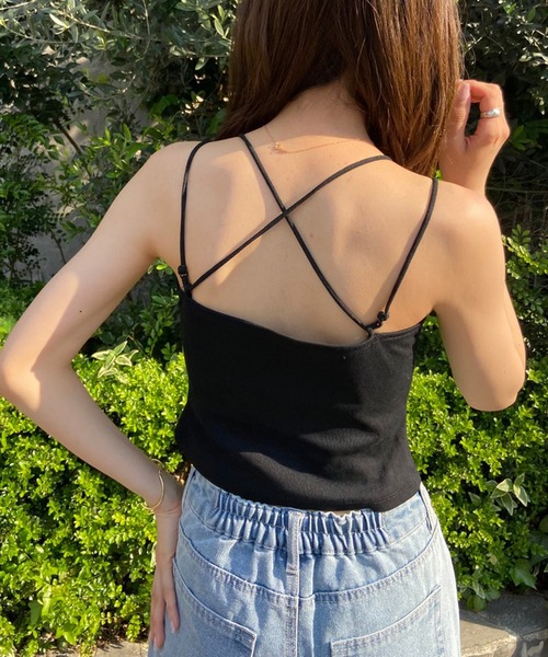 OLIVE des OLIVE（オリーブデオリーブ）の「ＯＬＶカップ付クロスインナー（キャミソール・レディース・ミント/ラベンダー/ブラック/ホワイト・FREE）」の9枚目の写真