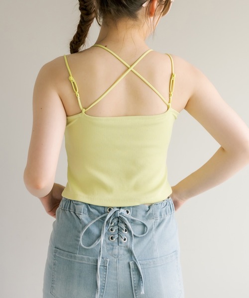 OLIVE des OLIVE（オリーブデオリーブ）の「ＯＬＶカップ付クロスインナー（キャミソール・レディース・ミント/ラベンダー/ブラック/ホワイト・FREE）」の13枚目の写真