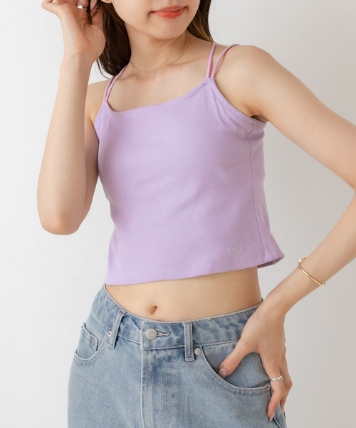 OLIVE des OLIVE（オリーブデオリーブ）の「ＯＬＶカップ付クロスインナー（キャミソール・レディース・ミント/ラベンダー/ブラック/ホワイト・FREE）」の15枚目の写真