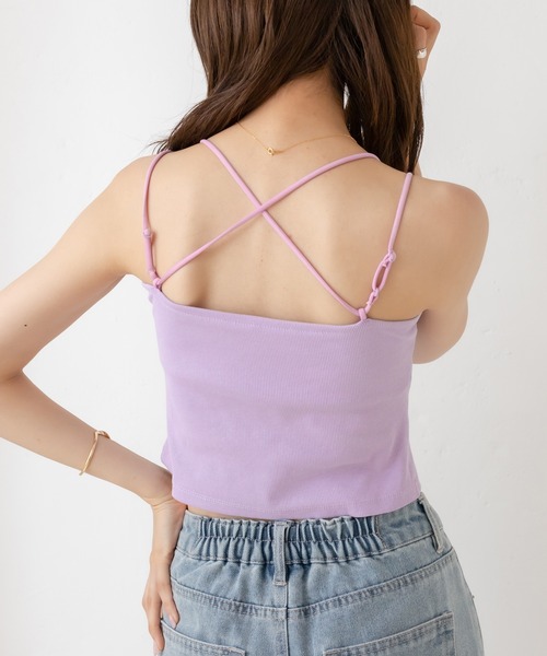 OLIVE des OLIVE（オリーブデオリーブ）の「ＯＬＶカップ付クロスインナー（キャミソール・レディース・ミント/ラベンダー/ブラック/ホワイト・FREE）」の16枚目の写真