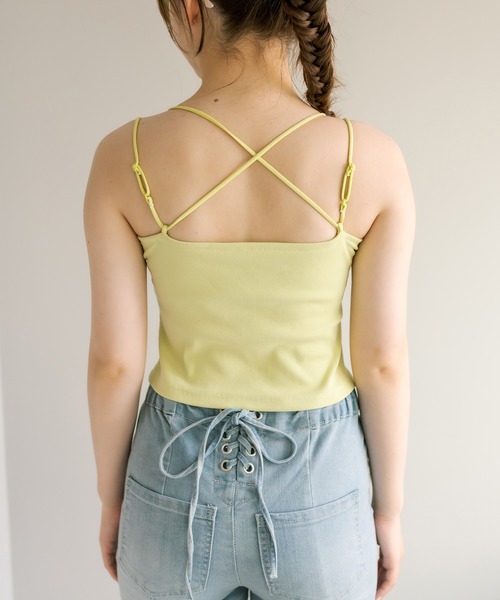 OLIVE des OLIVE（オリーブデオリーブ）の「ＯＬＶカップ付クロスインナー（キャミソール・レディース・ミント/ラベンダー/ブラック/ホワイト・FREE）」の19枚目の写真