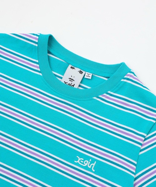 X-girl(エックスガール)の「STRIPED S/S BABY TEE/ストライプ/ボーダー/ロゴ刺繍 ちびT/コンパクトTシャツ(Tシャツ/カットソー・レディース・グリーン/ベージュ/ブラック・M/S)」の16枚目の写真