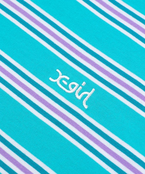 X-girl(エックスガール)の「STRIPED S/S BABY TEE/ストライプ/ボーダー/ロゴ刺繍 ちびT/コンパクトTシャツ(Tシャツ/カットソー・レディース・グリーン/ベージュ/ブラック・M/S)」の5枚目の写真