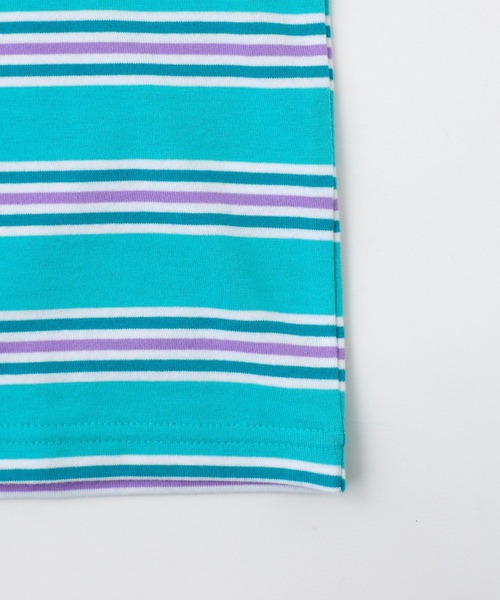 X-girl(エックスガール)の「STRIPED S/S BABY TEE/ストライプ/ボーダー/ロゴ刺繍 ちびT/コンパクトTシャツ(Tシャツ/カットソー・レディース・グリーン/ベージュ/ブラック・M/S)」の14枚目の写真