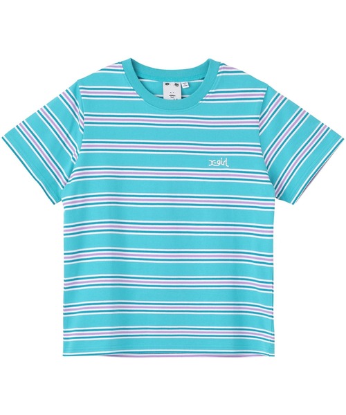 X-girl(エックスガール)の「STRIPED S/S BABY TEE/ストライプ/ボーダー/ロゴ刺繍 ちびT/コンパクトTシャツ(Tシャツ/カットソー・レディース・グリーン/ベージュ/ブラック・M/S)」の12枚目の写真