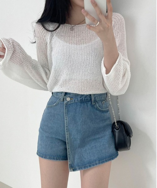 BEIDELLI（ベイデリー）の「[BELLIDE MADE] フェイクスカートデニムパンツ（デニムパンツ・レディース・ブルー・SMALL/MEDIUM/LARGE）」の2枚目の写真