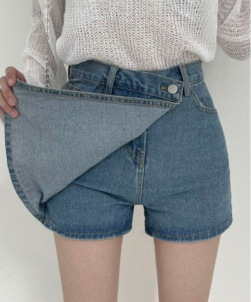 BEIDELLI（ベイデリー）の「[BELLIDE MADE] フェイクスカートデニムパンツ（デニムパンツ・レディース・ブルー・SMALL/MEDIUM/LARGE）」の6枚目の写真