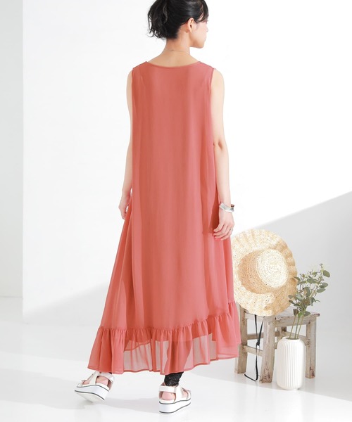 osharewalker(オシャレウォーカー)の「『アシメティアード楊柳シアーワンピース』(ワンピース・レディース・ブラック/オレンジ/ミント・1/2)」の10枚目の写真