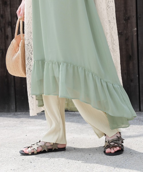 osharewalker(オシャレウォーカー)の「『アシメティアード楊柳シアーワンピース』(ワンピース・レディース・ブラック/オレンジ/ミント・1/2)」の17枚目の写真