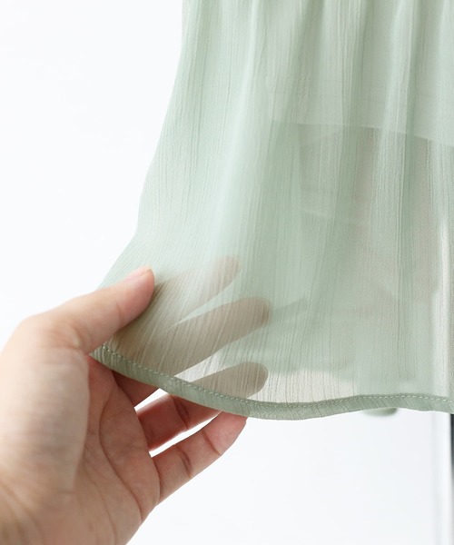 osharewalker(オシャレウォーカー)の「『アシメティアード楊柳シアーワンピース』(ワンピース・レディース・ブラック/オレンジ/ミント・1/2)」の21枚目の写真