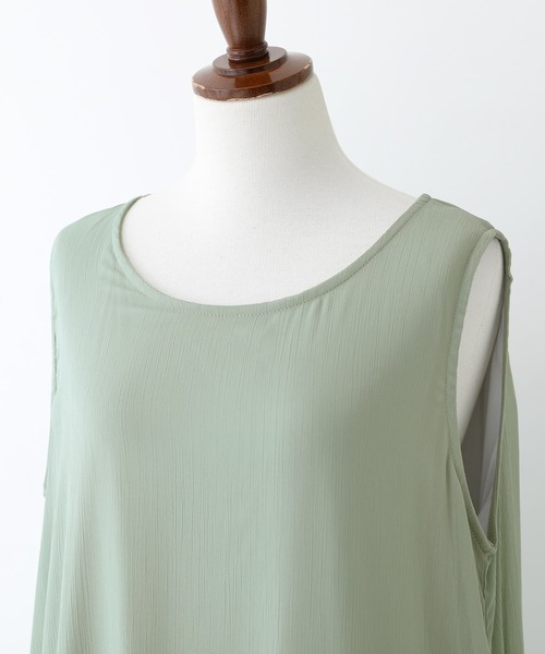 osharewalker(オシャレウォーカー)の「『アシメティアード楊柳シアーワンピース』(ワンピース・レディース・ブラック/オレンジ/ミント・1/2)」の18枚目の写真