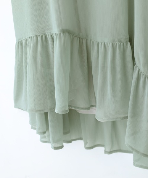 osharewalker(オシャレウォーカー)の「『アシメティアード楊柳シアーワンピース』(ワンピース・レディース・ブラック/オレンジ/ミント・1/2)」の15枚目の写真