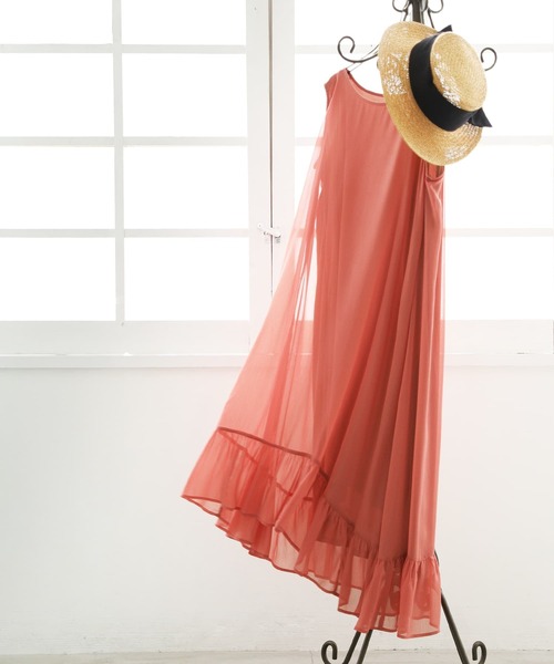 osharewalker(オシャレウォーカー)の「『アシメティアード楊柳シアーワンピース』(ワンピース・レディース・ブラック/オレンジ/ミント・1/2)」の22枚目の写真