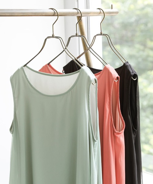 osharewalker(オシャレウォーカー)の「『アシメティアード楊柳シアーワンピース』(ワンピース・レディース・ブラック/オレンジ/ミント・1/2)」の12枚目の写真