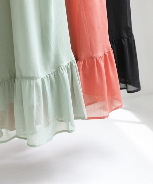 osharewalker(オシャレウォーカー)の「『アシメティアード楊柳シアーワンピース』(ワンピース・レディース・ブラック/オレンジ/ミント・1/2)」の6枚目の写真