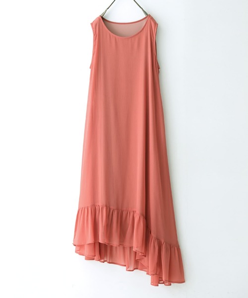 osharewalker(オシャレウォーカー)の「『アシメティアード楊柳シアーワンピース』(ワンピース・レディース・ブラック/オレンジ/ミント・1/2)」の9枚目の写真