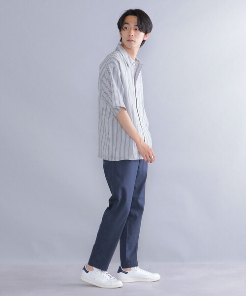 SHIPS（シップス）の「*SHIPS: 楊柳 ストライプ リラックスフィット ショートスリーブ シャツ（シャツ/ブラウス・メンズ・ベージュ/ネイビー/グレー・SMALL/MEDIUM/LARGE）」の22枚目の写真