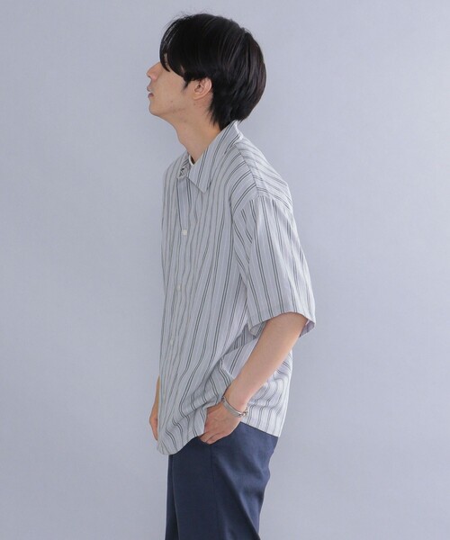 SHIPS（シップス）の「*SHIPS: 楊柳 ストライプ リラックスフィット ショートスリーブ シャツ（シャツ/ブラウス・メンズ・ベージュ/ネイビー/グレー・SMALL/MEDIUM/LARGE）」の20枚目の写真