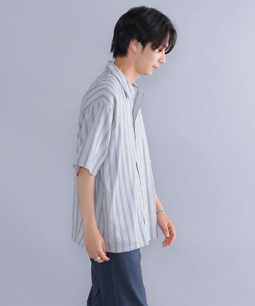 SHIPS（シップス）の「*SHIPS: 楊柳 ストライプ リラックスフィット ショートスリーブ シャツ（シャツ/ブラウス・メンズ・ベージュ/ネイビー/グレー・SMALL/MEDIUM/LARGE）」の18枚目の写真