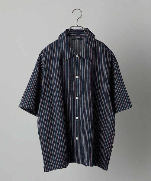 SHIPS（シップス）の「*SHIPS: 楊柳 ストライプ リラックスフィット ショートスリーブ シャツ（シャツ/ブラウス・メンズ・ベージュ/ネイビー/グレー・SMALL/MEDIUM/LARGE）」の6枚目の写真