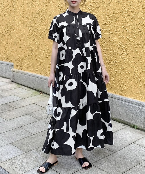 FREE STYLISTS(フリー スタイリスト)の「バンドカラーティアードシャツワンピース(シャツワンピース・レディース・ブラック/オレンジ/グリーン/ホワイト・FREE)」の17枚目の写真